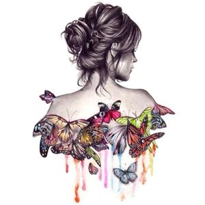 Diy Oil Painting Drawing with Brushes & Paint beauty girl butterfly 🦋